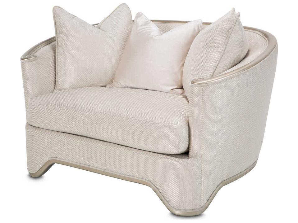London Place Champagne Fabric Chair and a Half with Platinum Accents