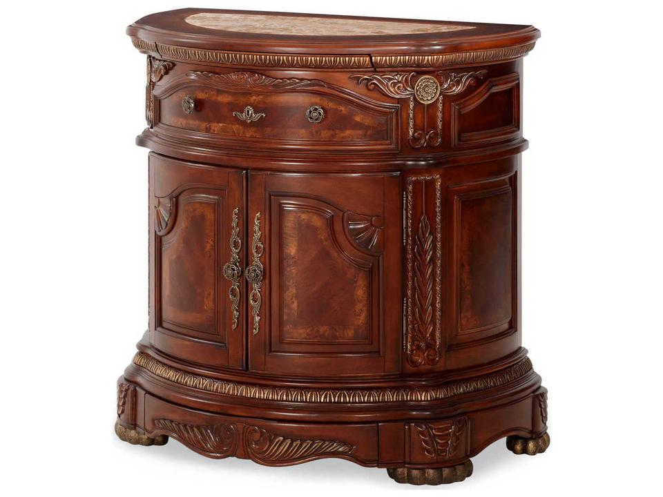 Cortina 1-Drawer Nightstand with Marble Top in Honey Walnut