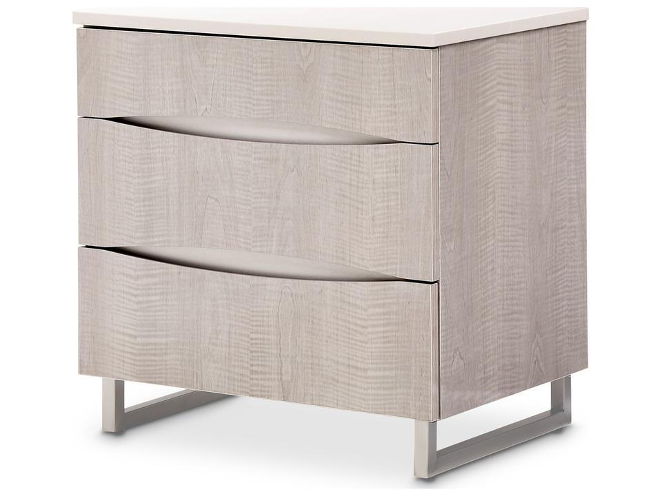 Gilded 3-Drawers Gray Nightstand
