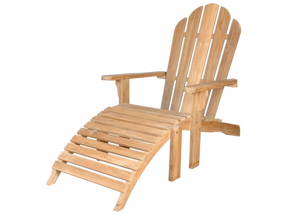 Adirondack Teak Chair with Ottoman in Natural Teak Finish