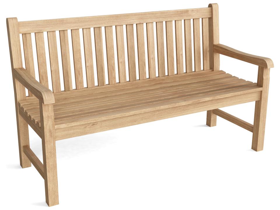 Classic 3-Seater Teak Outdoor Bench in Natural Finish