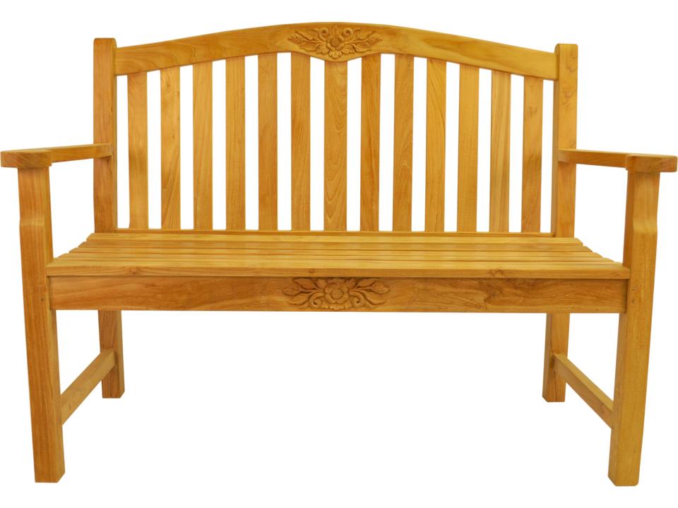 Rose 50-Inch Teak Outdoor Bench with Hand-Carved Motifs