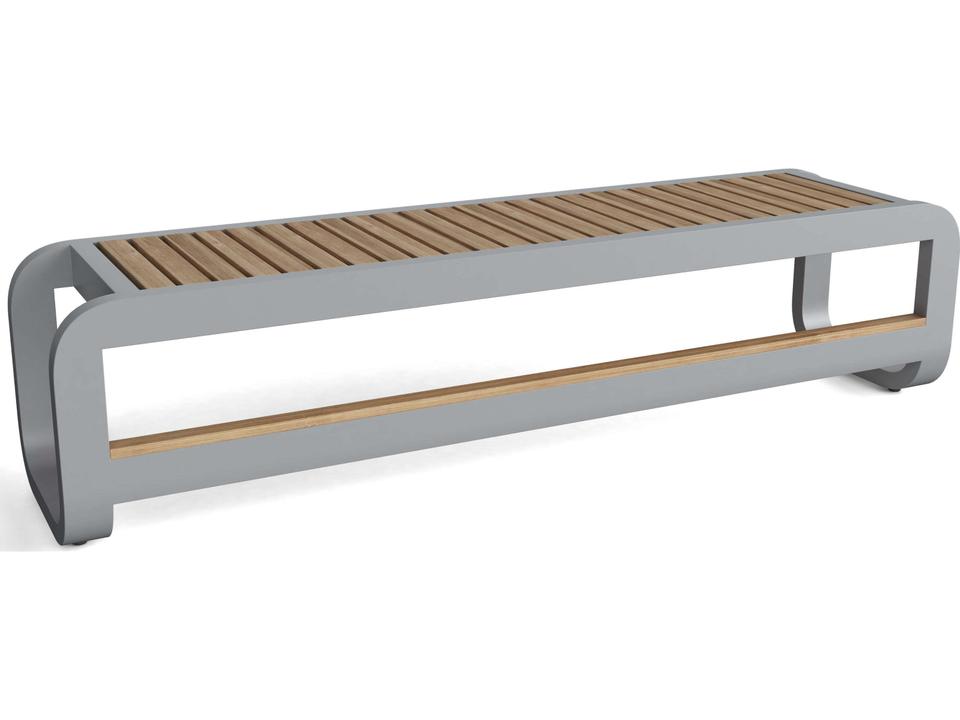 Monza 3-Seater Outdoor Bench in Natural Teak and Grey Aluminum