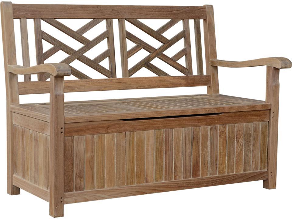 Vilano Outdoor Storage Bench in Natural Teak Wood
