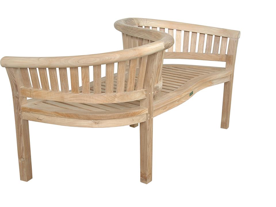 Curve 2-Seater Outdoor Bench in Natural Teak