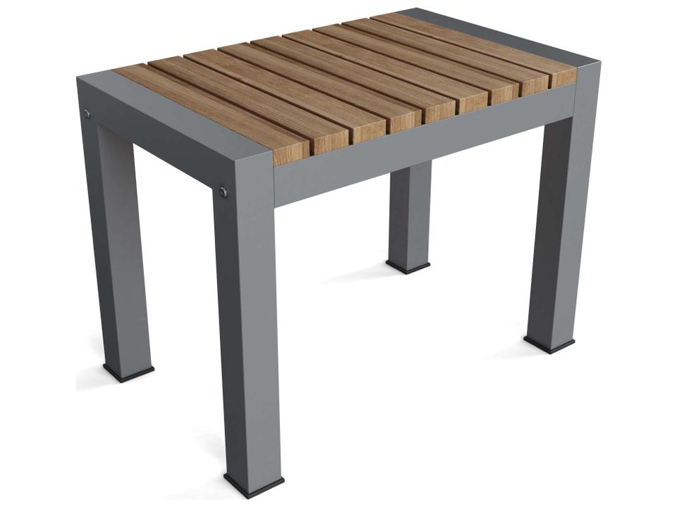 Seville 1-Seater Backless Bench Teak and Aluminum Grey