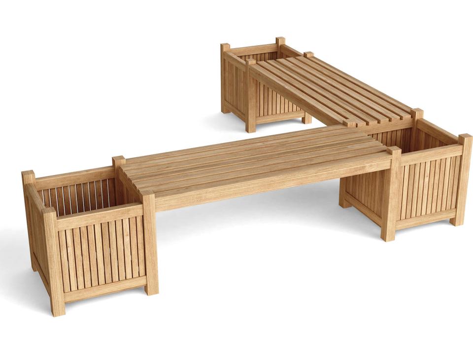 Planter Modular Outdoor Bench with 3 Planter Boxes in Honey Brown