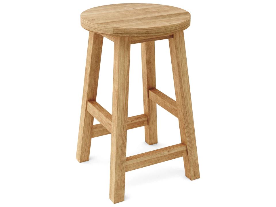 Alpine Solid Teak Round Counter Stool Natural Finish