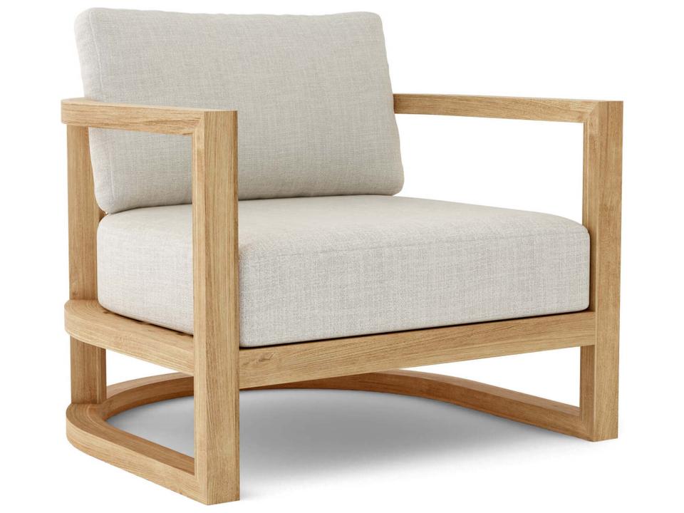 Junus Teak and Wicker Lounge Armchair in Natural