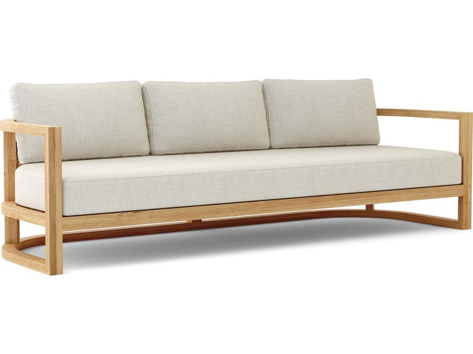 Junus 3-Seat Teak and Wicker Outdoor Sofa