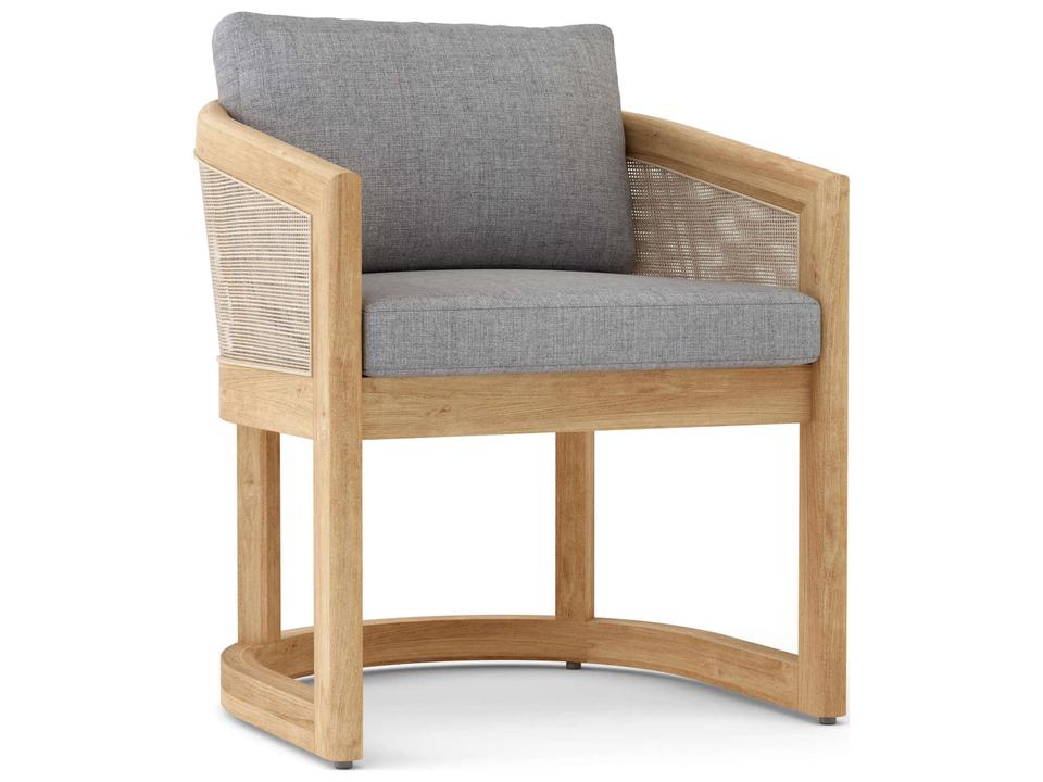 Catania Teak Dining Arm Chair with Rattan Weave Back