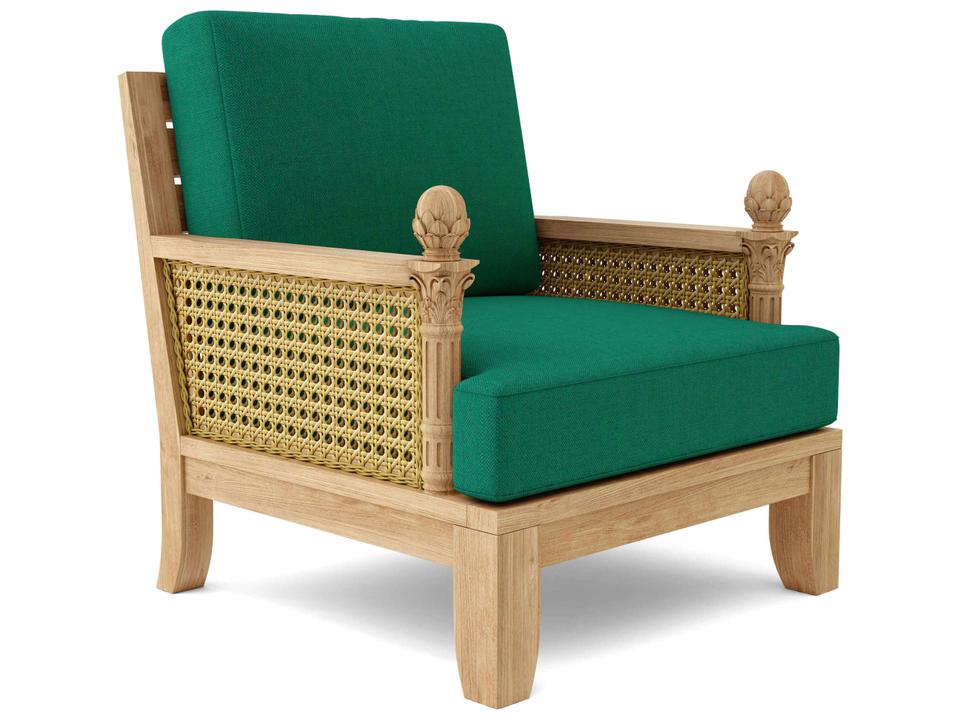 Luxe Teak and Wicker Armchair