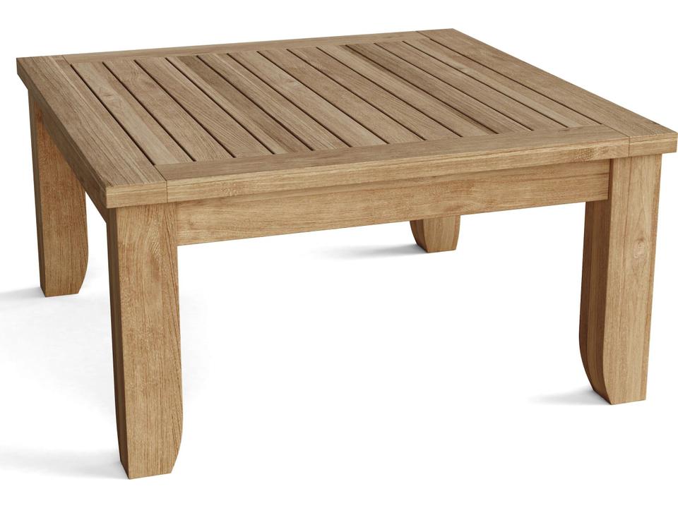 Luxe 33-Inch Square Outdoor Coffee Table in Natural Teak