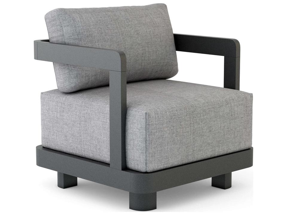 Granada Deep Seating Aluminum Lounge Chair in Dark Grey
