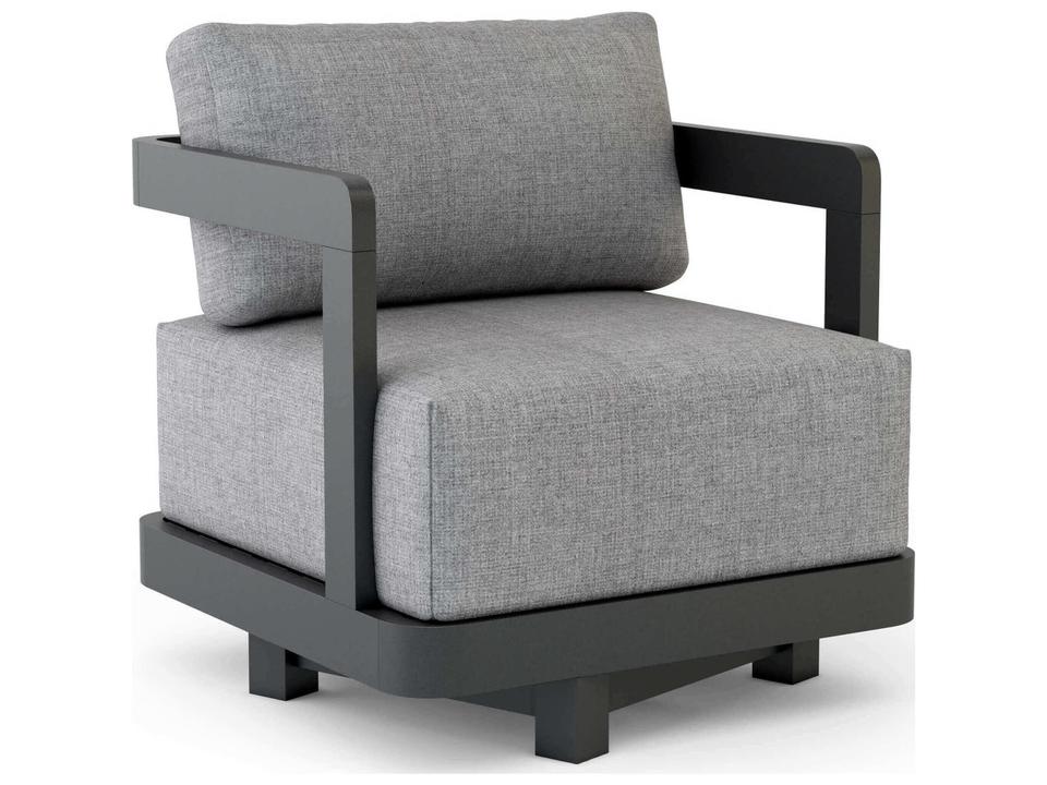 Granada Aluminum Swivel Deep Seating Lounge Chair in Dark Grey