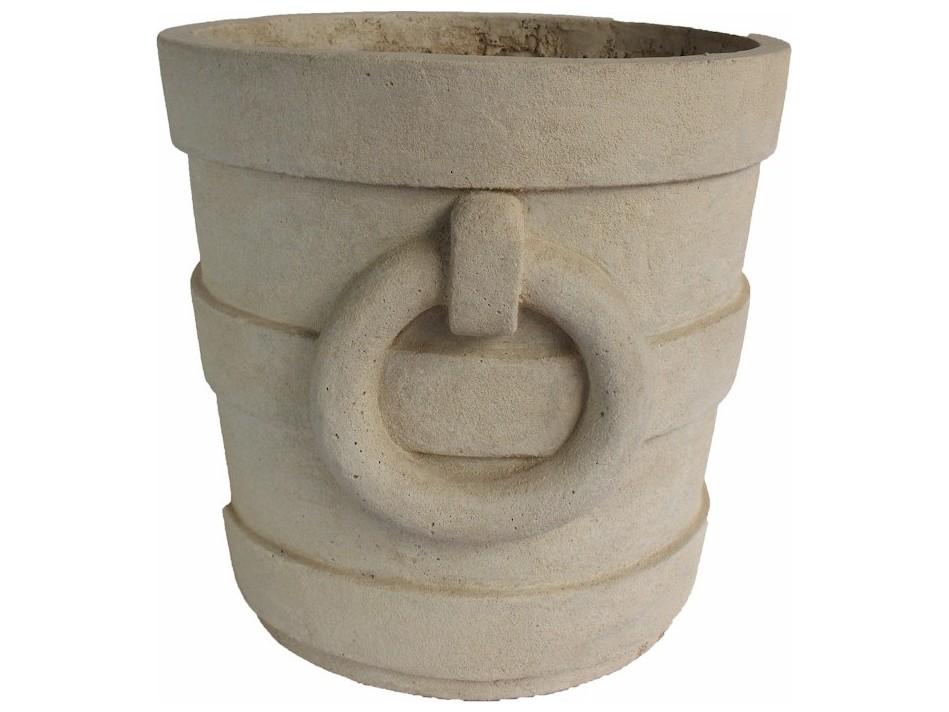 Aztec Round Large Planter in Natural Beige Limestone