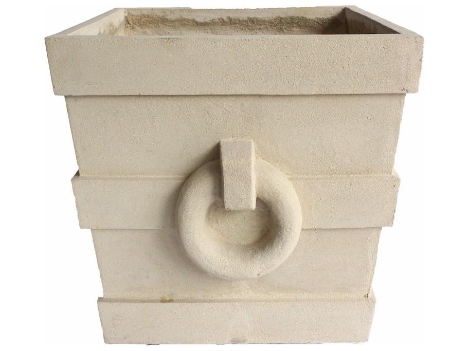 Aztec Square Planter in Natural Beige Limestone