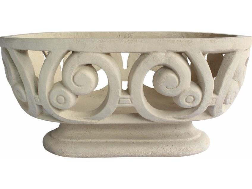 Milano Oval Planter in White Natural Limestone