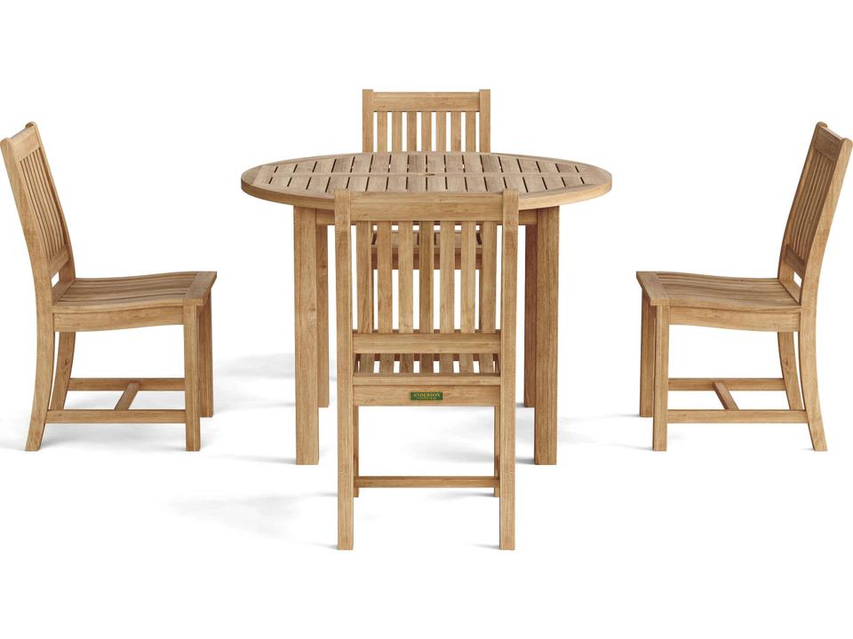 Sommerset 5-Piece Round Outdoor Dining Set with Bahama Table and Rialto Chairs