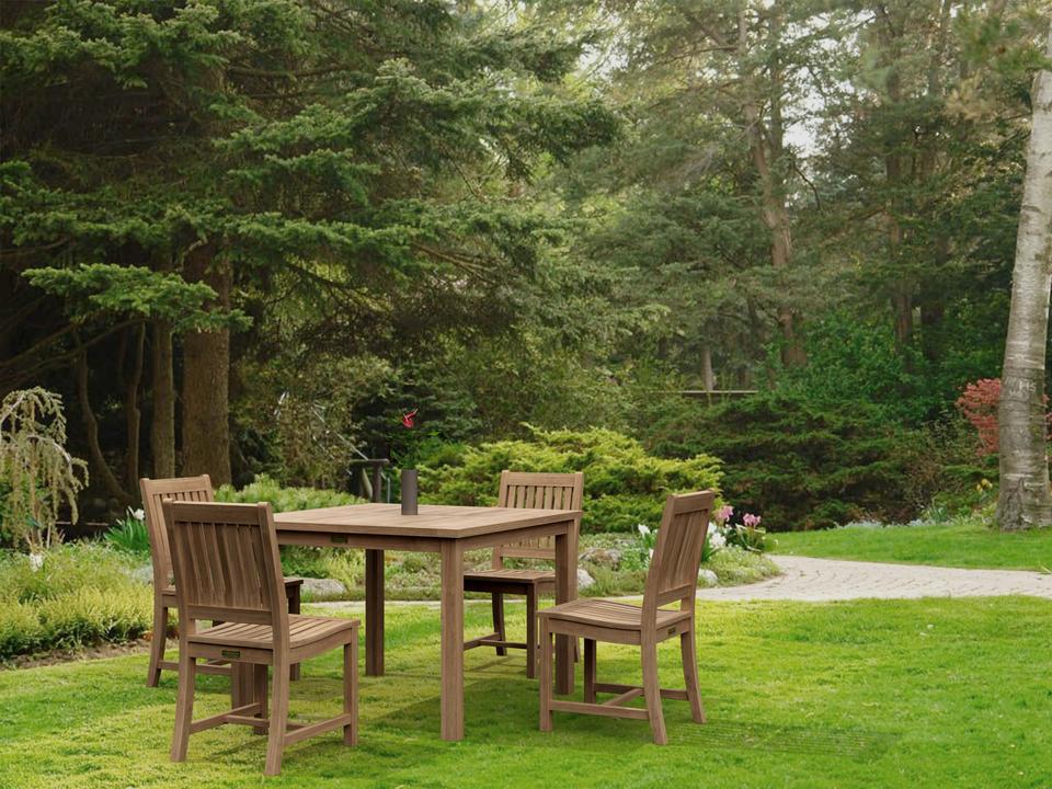 Lisbon 5 Piece Square Outdoor Dining Set with Bahama Table and Rialto Chairs