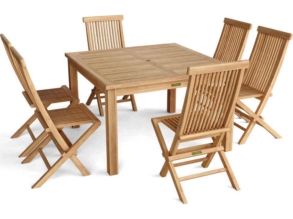 Classic Square 7-Piece Outdoor Dining Table Set with Folding Chairs