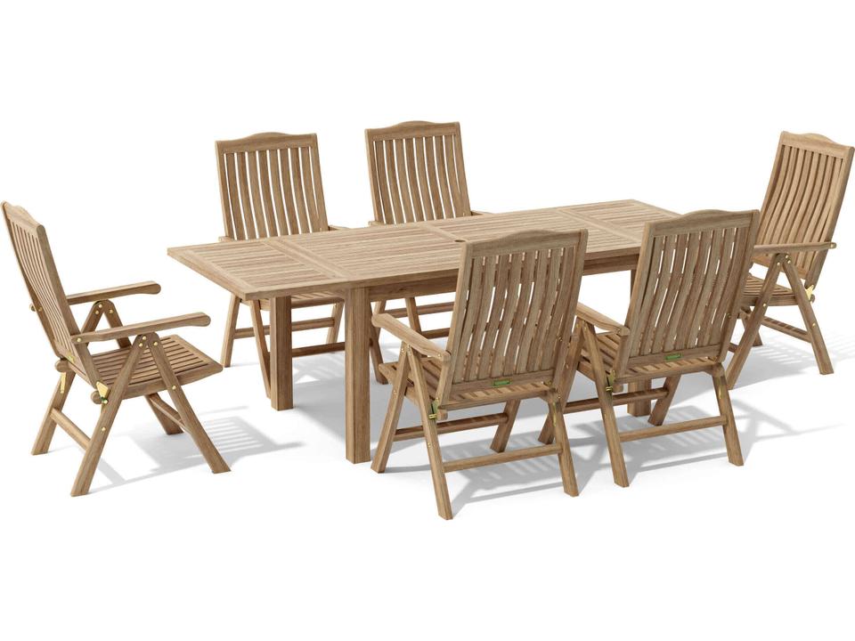 Bahama Katana 95-Inch Teak 7-Piece Extension Dining Set