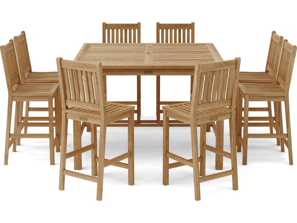 Windsor Avalon 9-Piece Teak Wood Square Bar Set