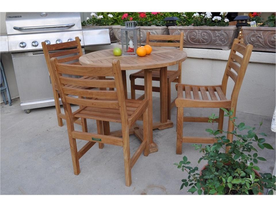 Montage 35-Inch Round 5-Piece Dining Set in Natural Teak