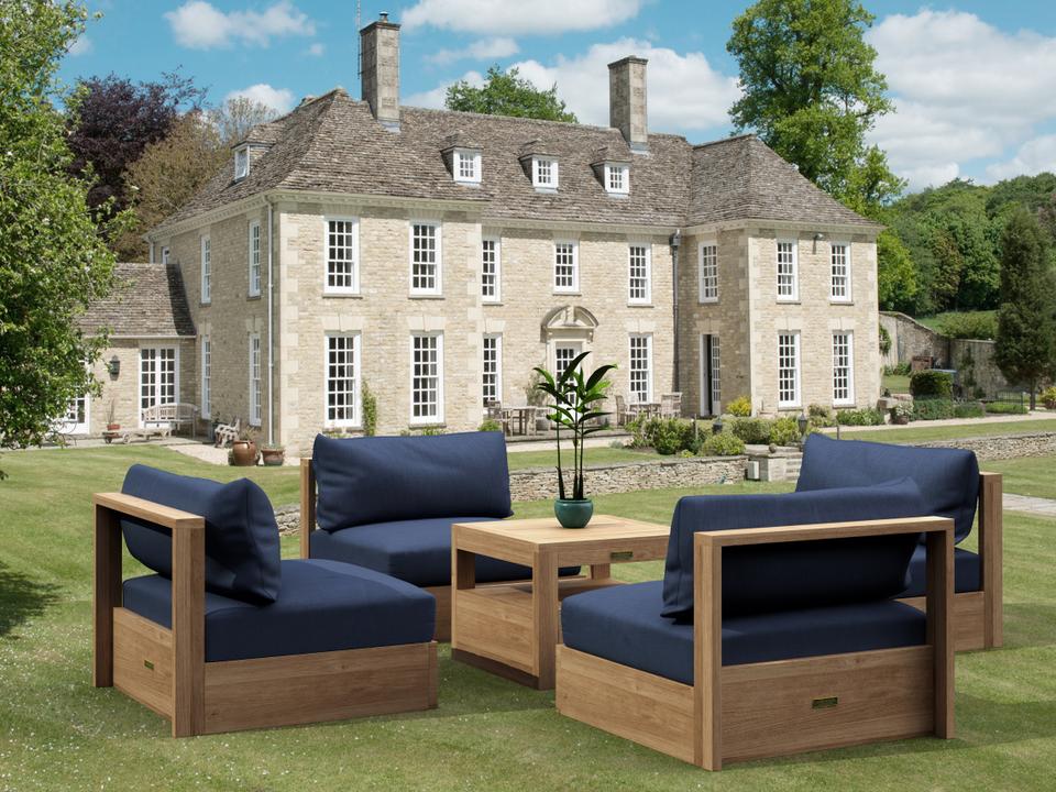 Copacabana 5-Piece Modular Teak Deep Seating Set with Sunbrella Cushions