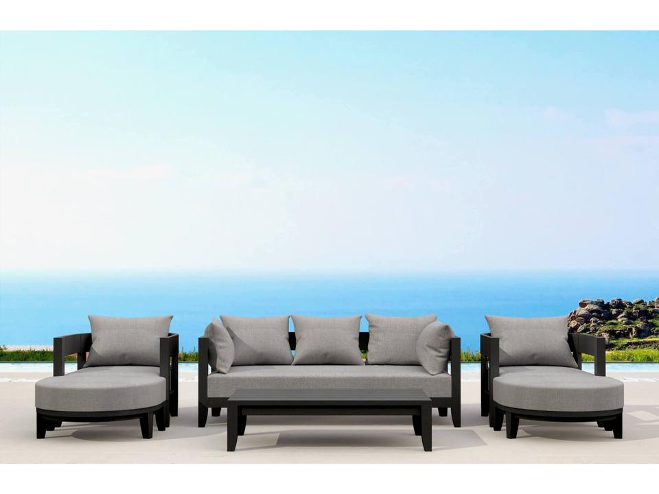 Coronado Aluminum 6 Piece Deep Seating Outdoor Lounge Set in Dark Grey