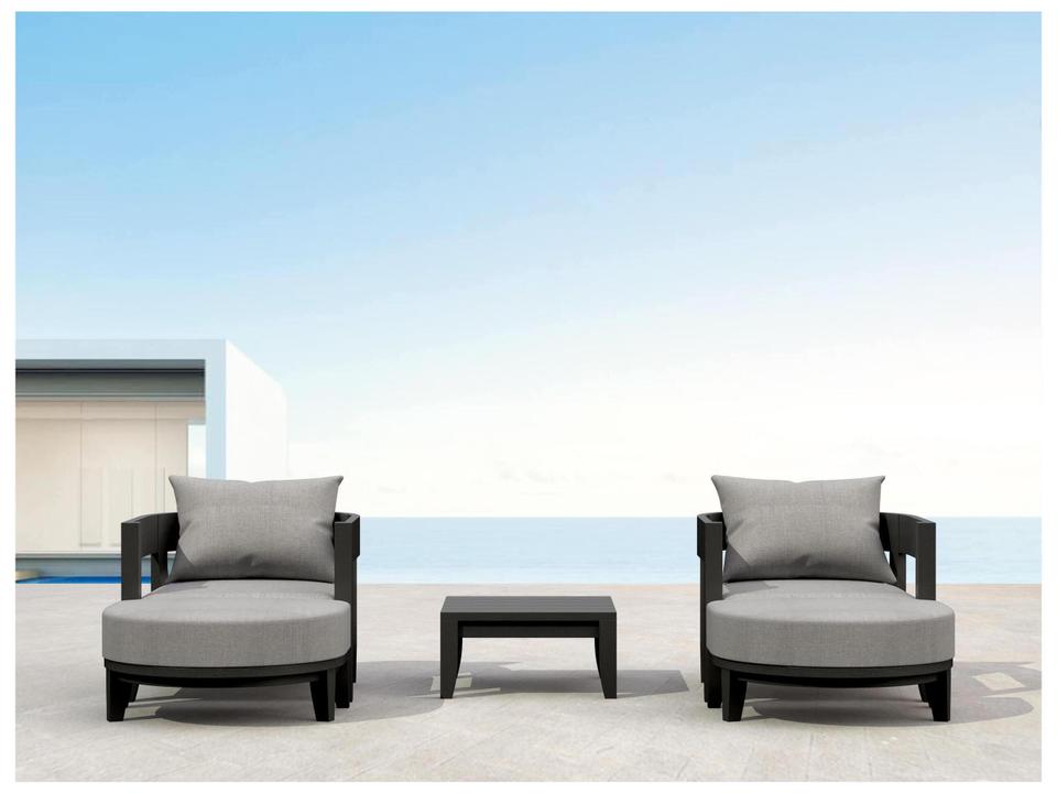 Coronado 5 Piece Aluminum Deep Seating Patio Lounge Set in Dark Grey