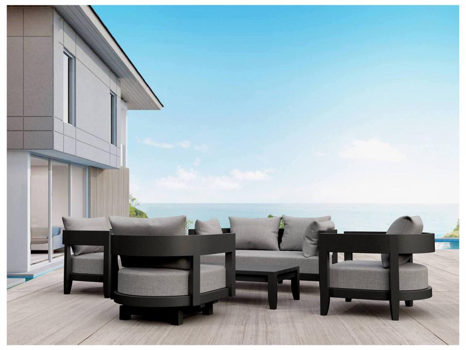 Coronado 5 Piece Aluminum Deep Seating Lounge Set Dark Grey