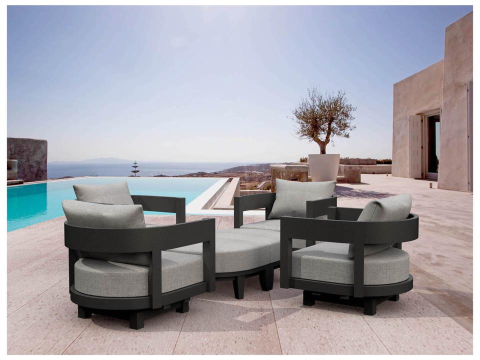 Coronado Aluminum 6 Piece Swivel Deep Seating Lounge Set in Dark Grey