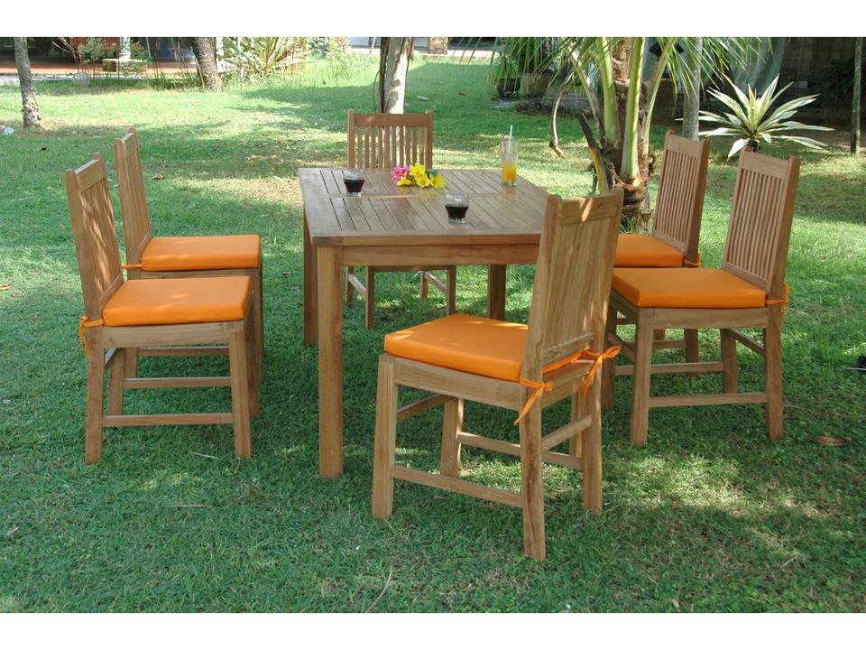 Montage Saratoga 7-Piece Rectangular Teak Dining Set with Umbrella Hole