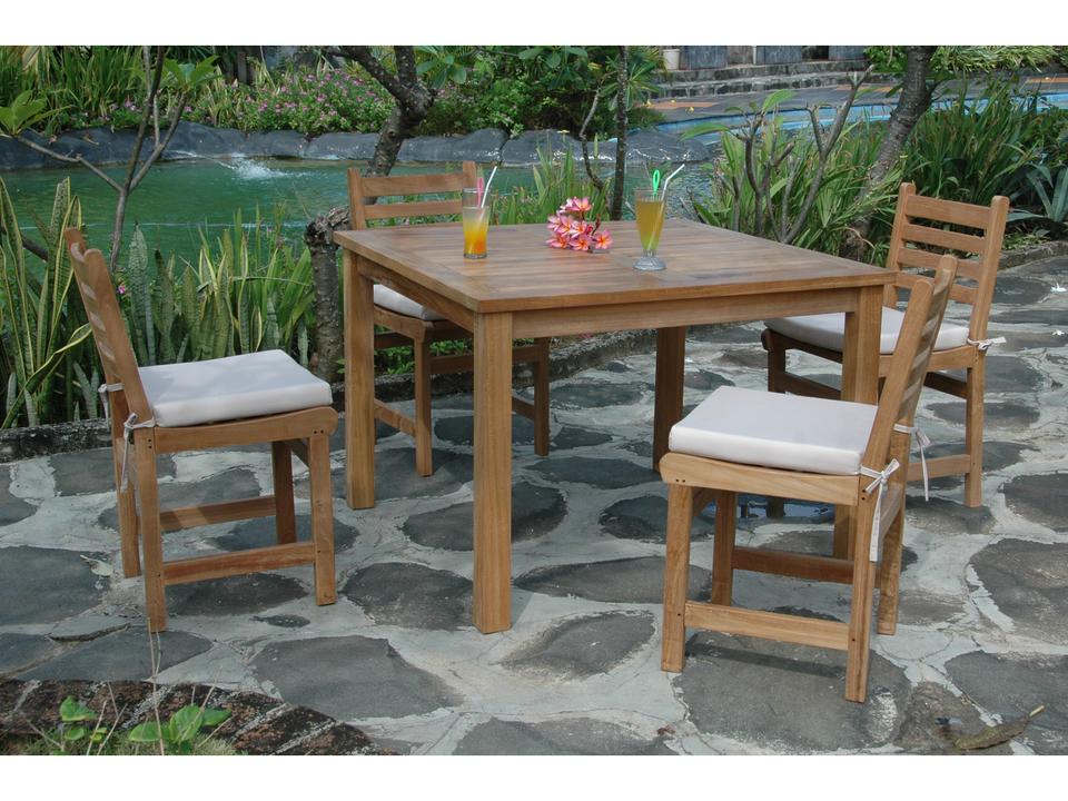 Montage Windham 5-Piece Teak Square Dining Set with Umbrella Hole