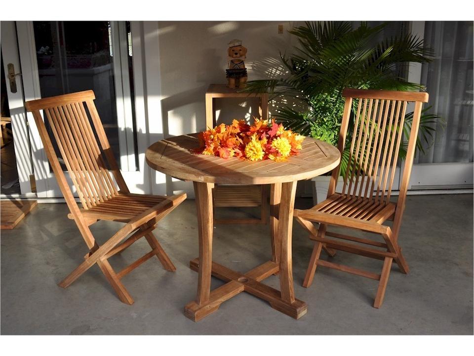 Descanso Bristol 3-Piece 35-Inch Round Dining Set in Natural