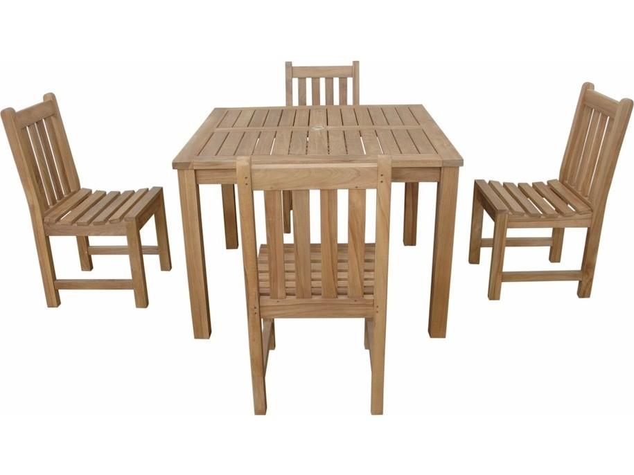 Montage Braxton 42-Inch Square Teak 5-Piece Dining Set in Natural