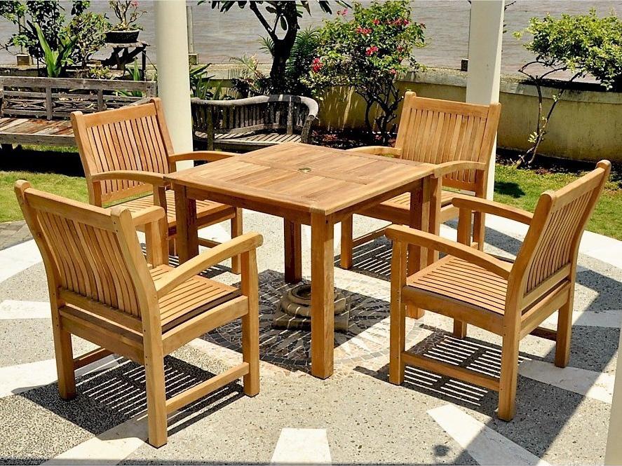 Bahama Sahara 35-Inch Square Teak 5-Piece Bistro Dining Set