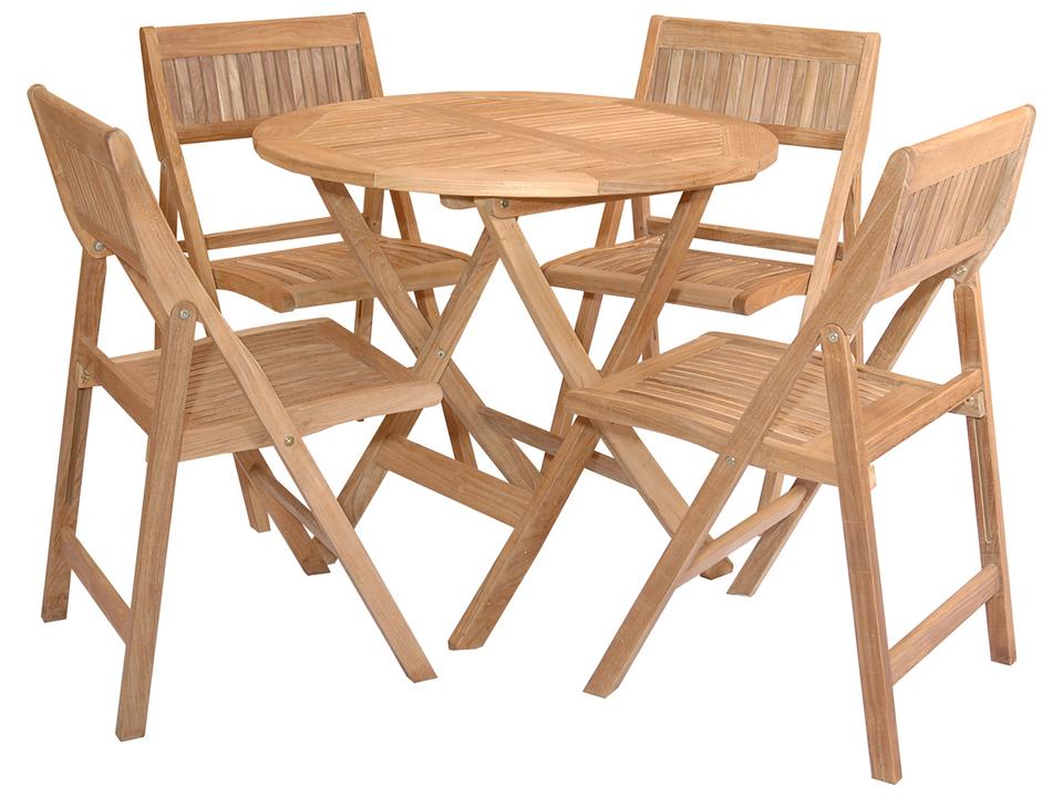 Windsor 5-Piece Round Folding Teak Bistro Set