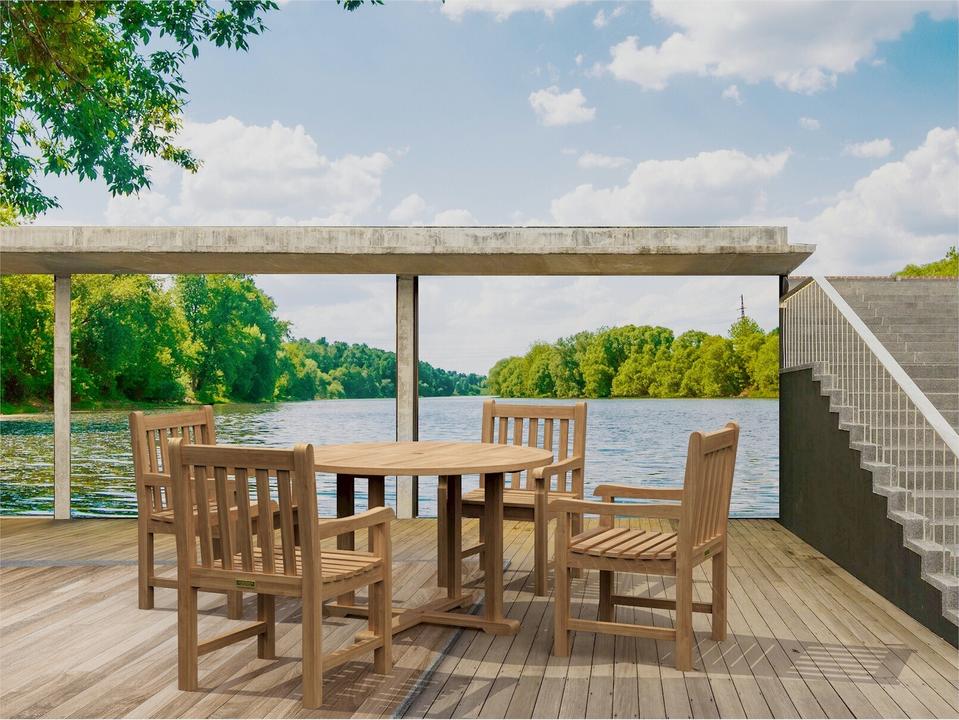 Tosca Classic 5-Piece Outdoor Patio Dining Set in Natural Teak