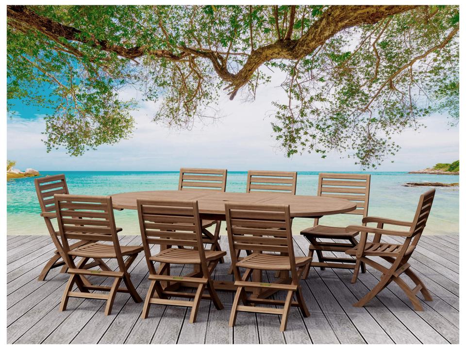 Bahama Andrew 9-Piece Teak Oval Extension Dining Set