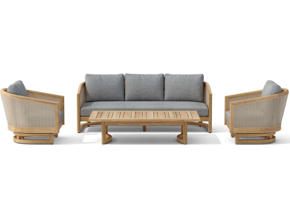 Catania Natural Teak 4 Piece Outdoor Lounge Set