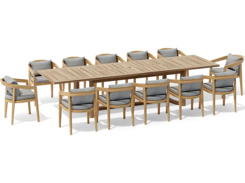 Toscana 88-136 Inch Teak 13-Piece Extension Dining Set