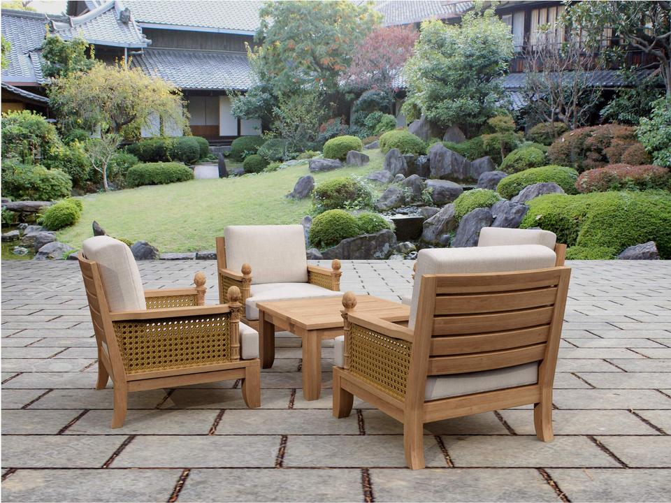Luxe Natural 5 Piece Modular Deep Seating Outdoor Lounge Set