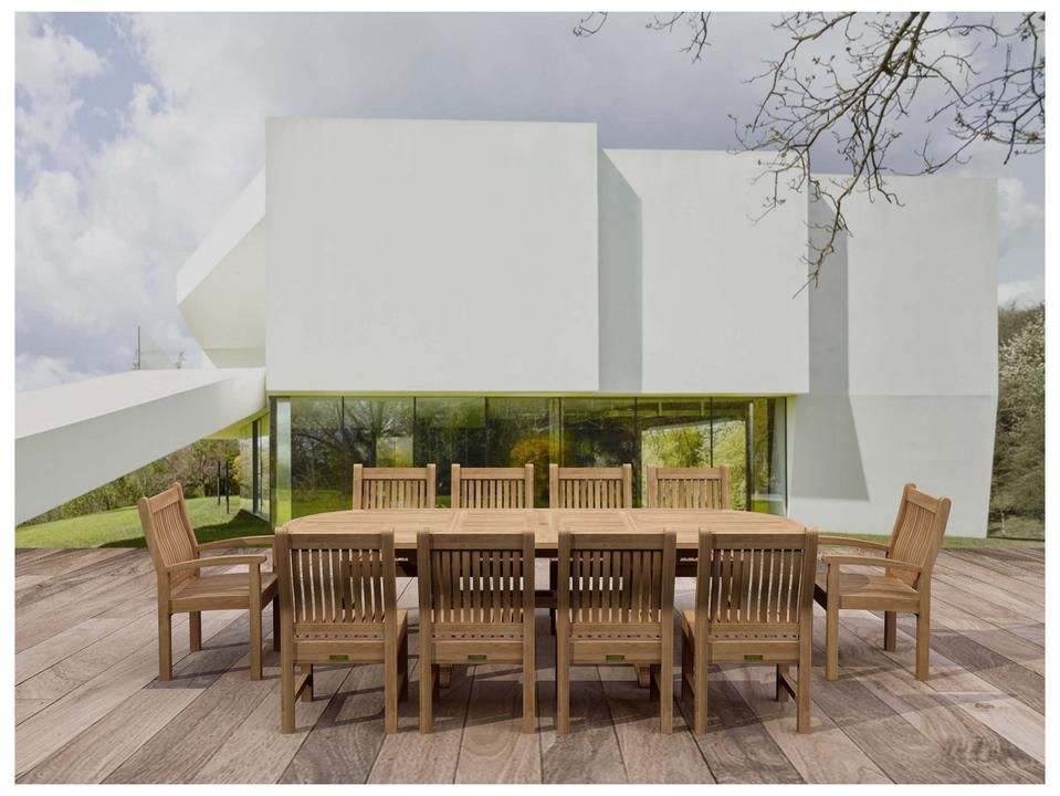 Sahara 11-Piece Oval Double Extension Outdoor Dining Set
