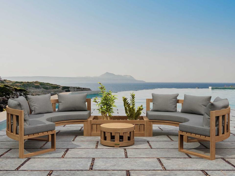 Circular Modular Deep Seating Teak Outdoor Lounge Set