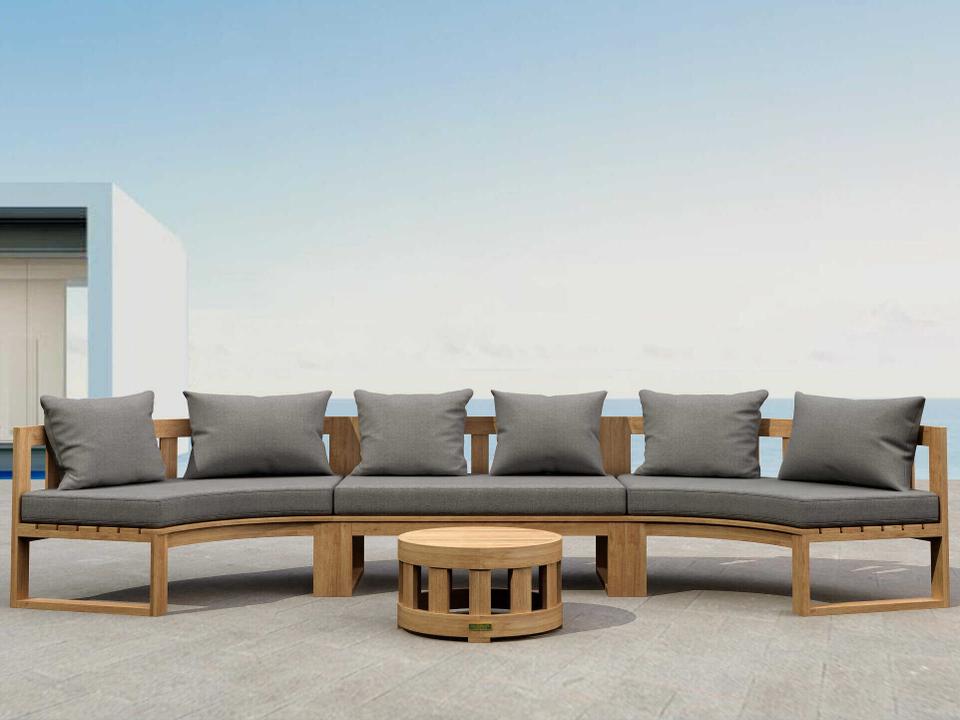 Circular Modular Deep Seating Teak Patio Lounge Set