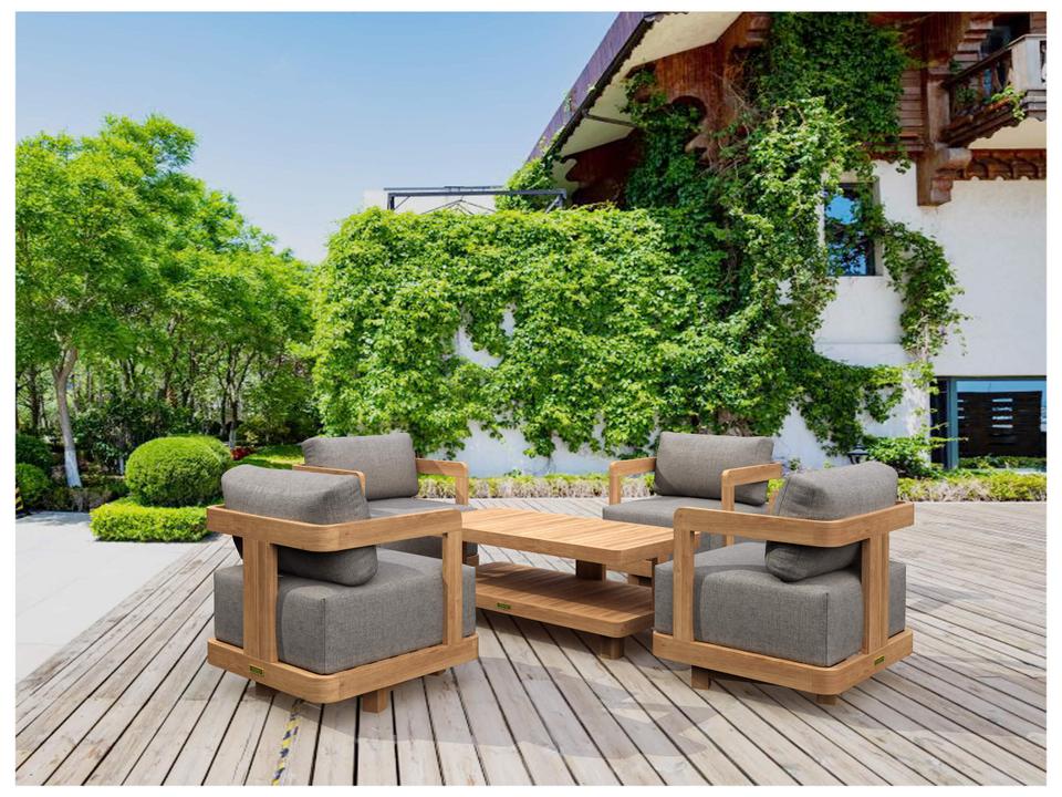 Granada 5-Piece Teak Deep Seating Lounge Set with Swivel Armchairs