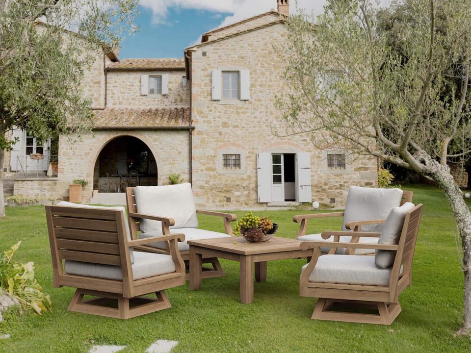 5-Piece Riviera Outdoor Deep Seating Set with Swivel Armchairs