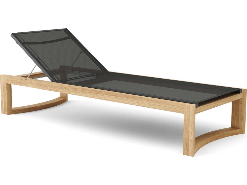 Junus Teak Chaise Lounge with Batyline Sling in Natural